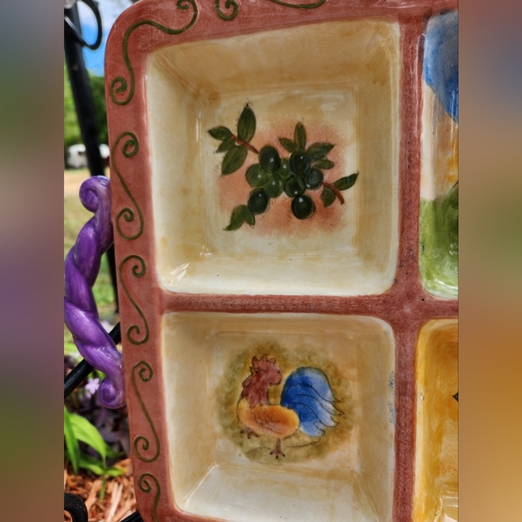 SANGO TUSCAN GARDENS 3076 4 PART RELISH DISH - Picture 6 of 7